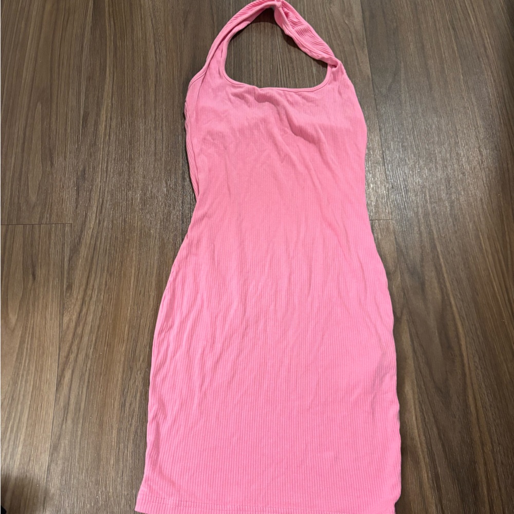 Ribbed Pink Halter Top